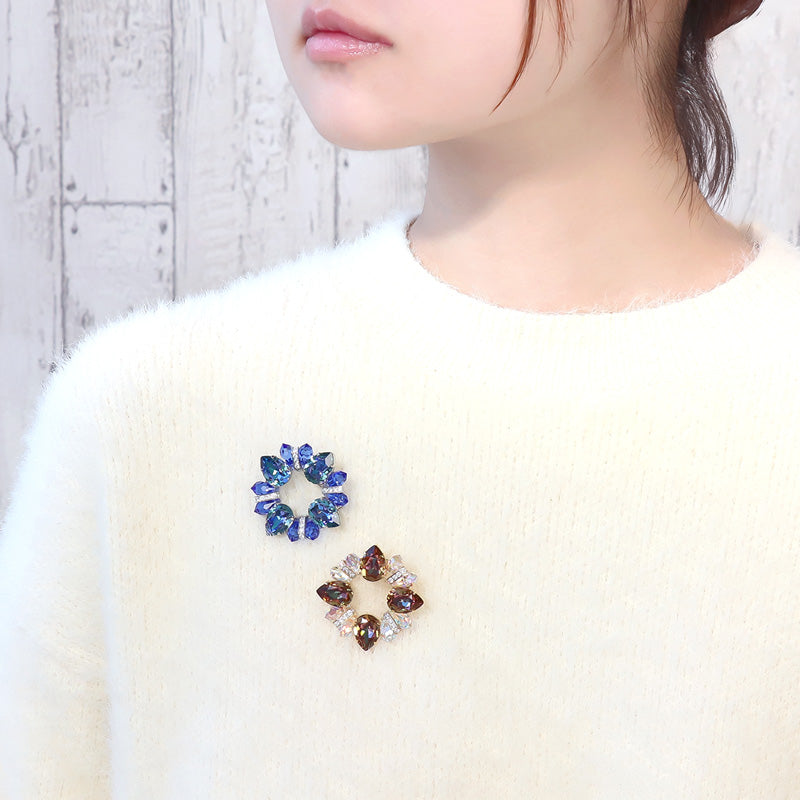 レシピNo.KR1316 貴和クリスタルのドロップリングブローチ