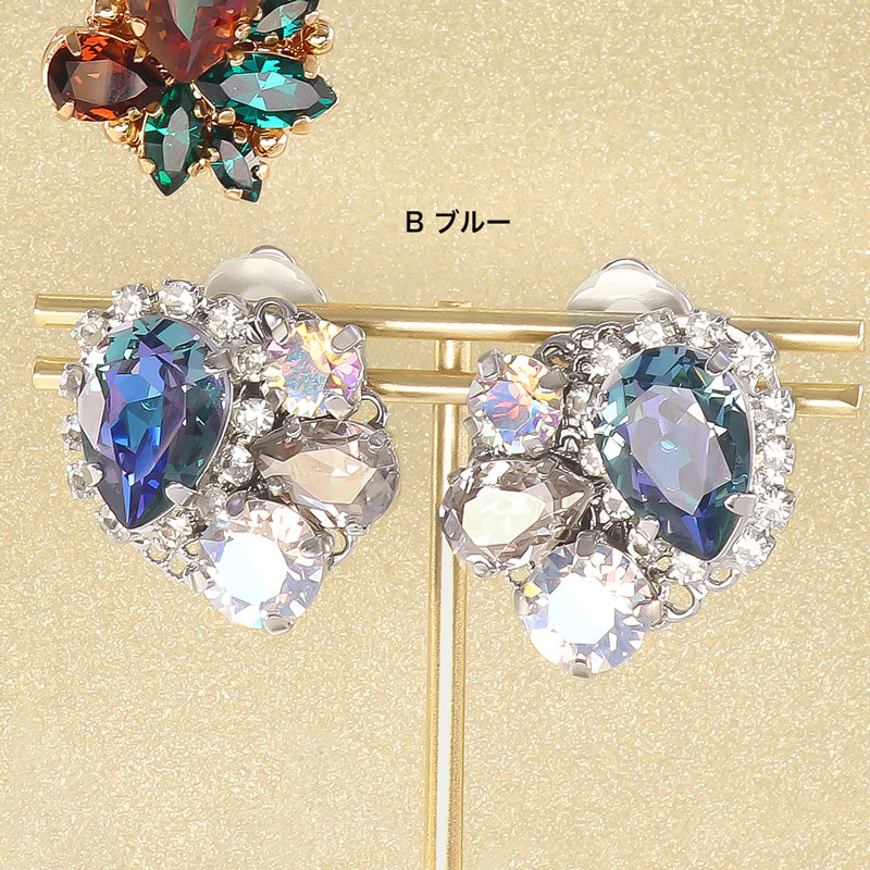 レシピNo.KR1317 貴和クリスタルのビッグビジューイヤリング2種