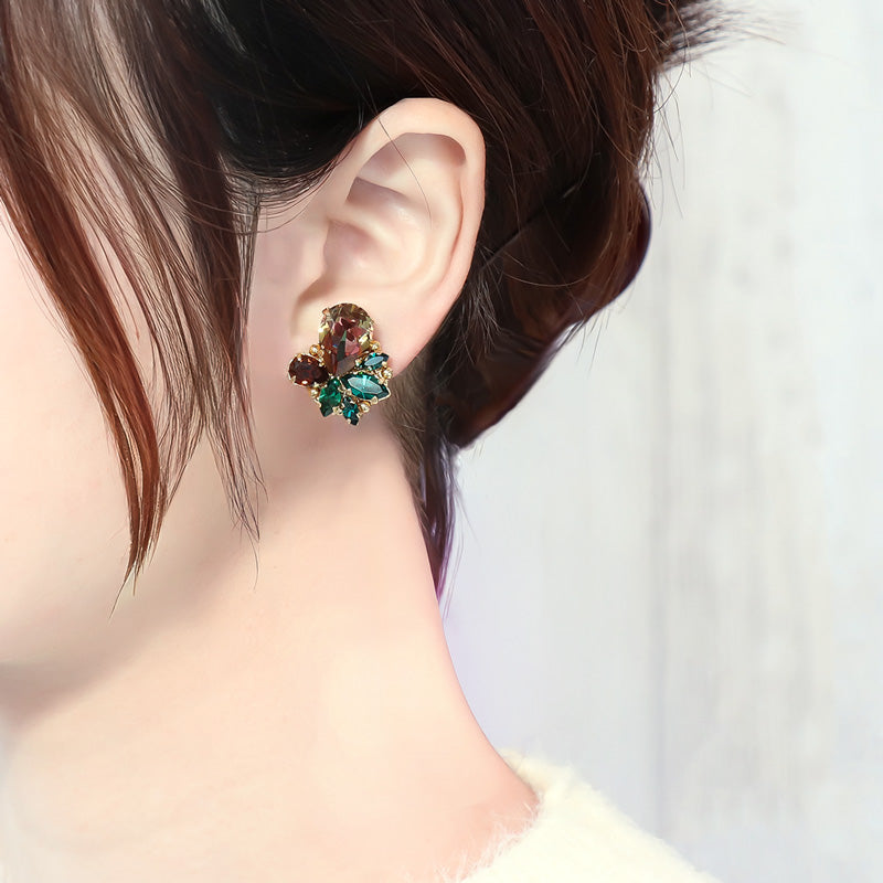 レシピNo.KR1317 貴和クリスタルのビッグビジューイヤリング2種