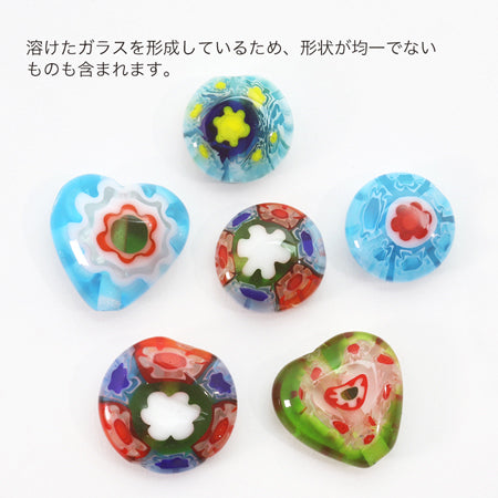 Millefiori glass flat oval mix approx. 8 x 10 mm