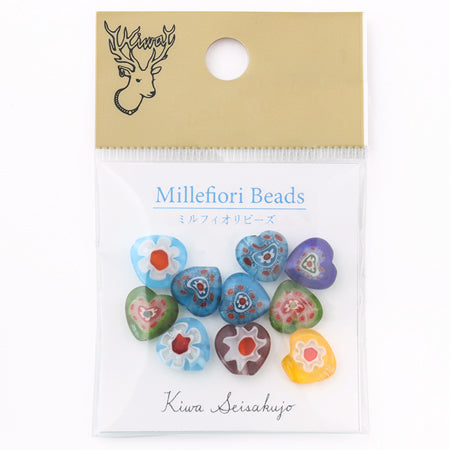 Millefiori glass flat oval mix approx. 8 x 10 mm