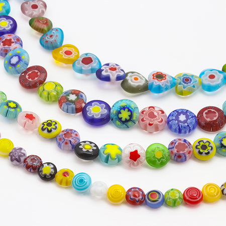 Millefiori glass round flat mix 8mm