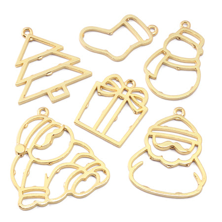 レジンフレーム クリスマス くつした ゴールド