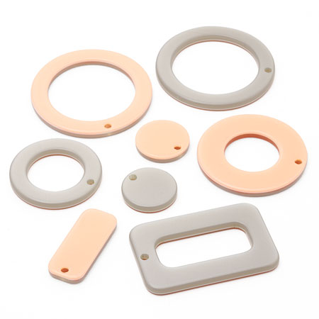 アセテートパーツ 両面 ラウンド1穴 オレンジ/グレー【アウトレット】