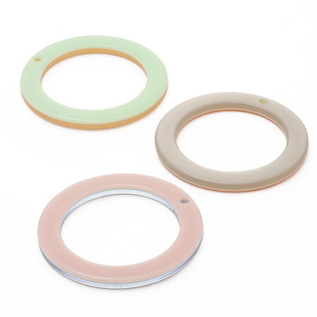 アセテートパーツ 両面 ラウンド1穴 クリアピンク/ベージュ【アウトレット】