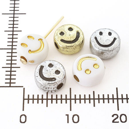 Acrylic flat round smile white