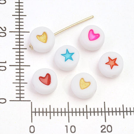 Acrylic flat round heart mix