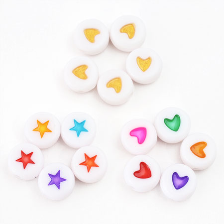 アクリル製フラットラウンドハート ミックス