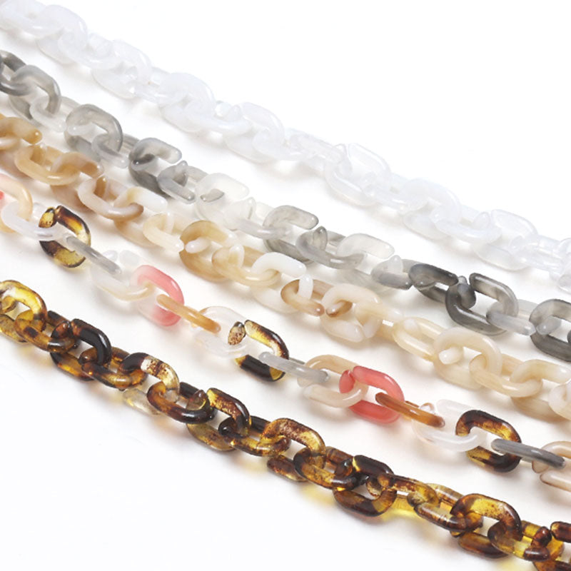 アクリルチェーン 小判 ブラウンミックス