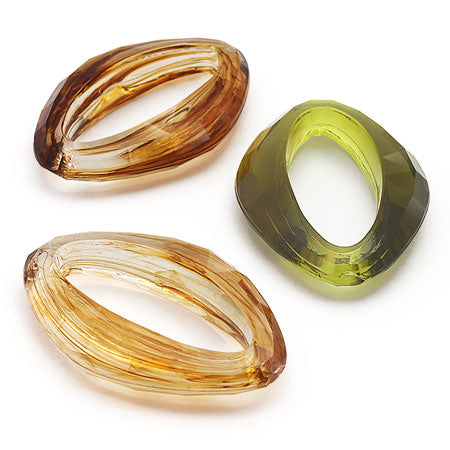 Acrylic German-made ring diamond light olive