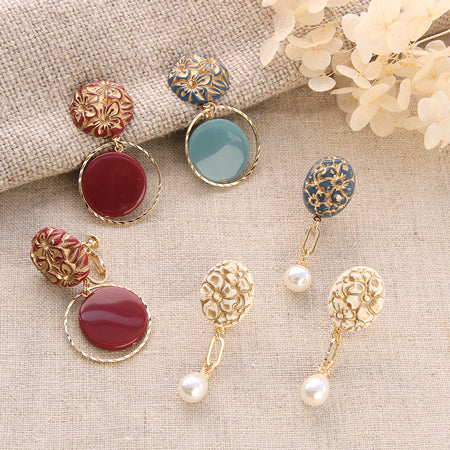 アクリル ドイツ製 カボション フラワー1 ティールブルー/G