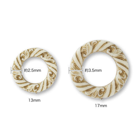 アクリル ドイツ製 リング ラウンド8 アイボリー/G