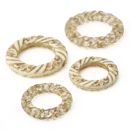 アクリル ドイツ製 リング ラウンド8 アイボリー/G