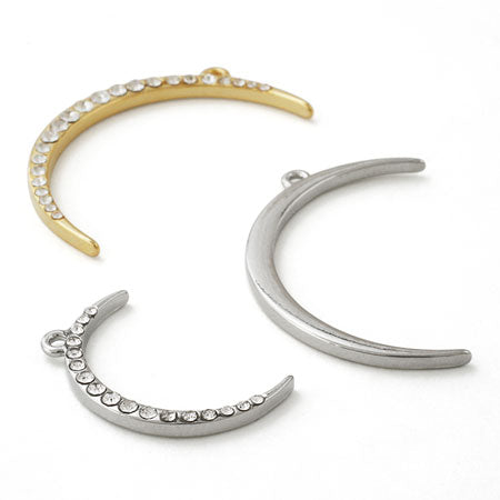 Charm Crescent Moon (with stone) Crystal/G