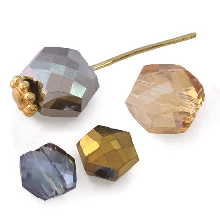 ガラスカットビーズ フラットヘキサゴン Lt.トパーズ【アウトレット】