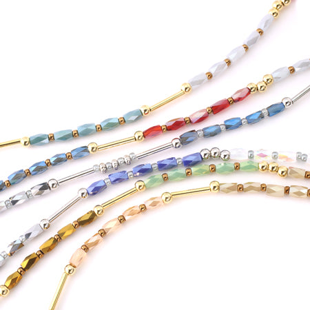 Glass cut beads rectangle Lt. Green