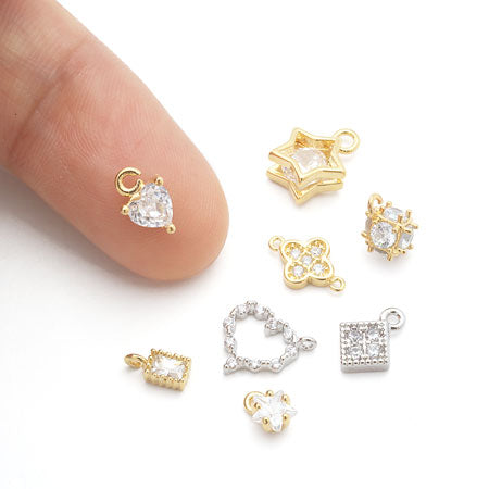 チャーム キュービックジルコニア スターフレーム ロジウムカラー