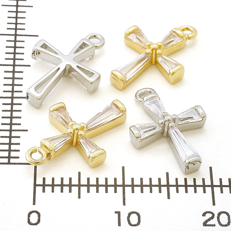 Charm Cubic Zirconia Cross No.2 Gold