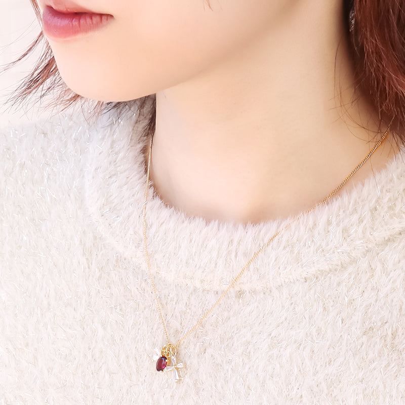 Charm Cubic Zirconia Cross No.2 Gold