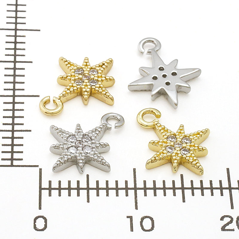 チャーム キュービックジルコニア スター No.3 ゴールド