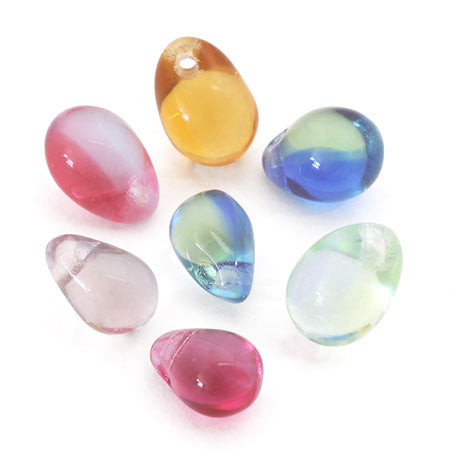 Czech Shizuku side hole mixed aquamarine green