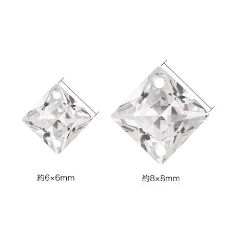 キュービックジルコニア スクエア 2穴