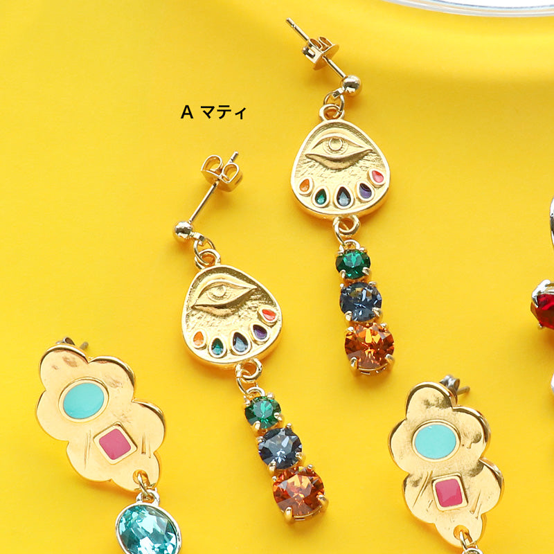 材料表No.ER0368 ギリシャパーツのアミュレットモチーフピアス3種