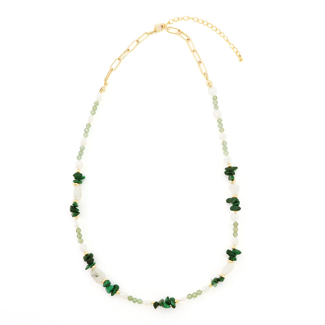 Material list No.ER0380 Two types of natural stone and pearl mixed necklaces