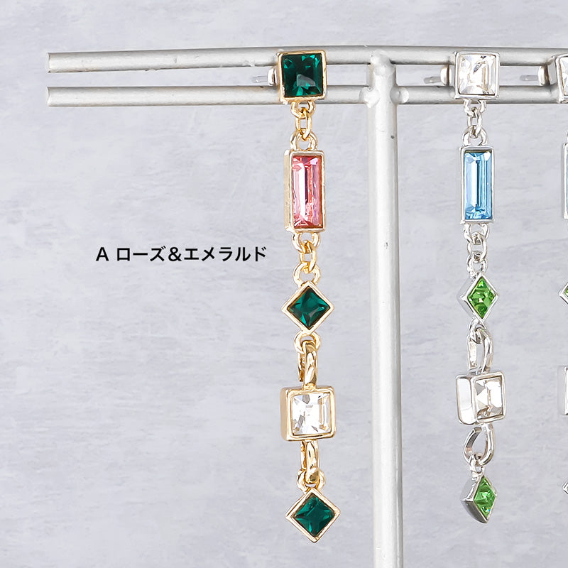 材料表No.ER0426 メタルリングパーツのマルチカラーピアス2種