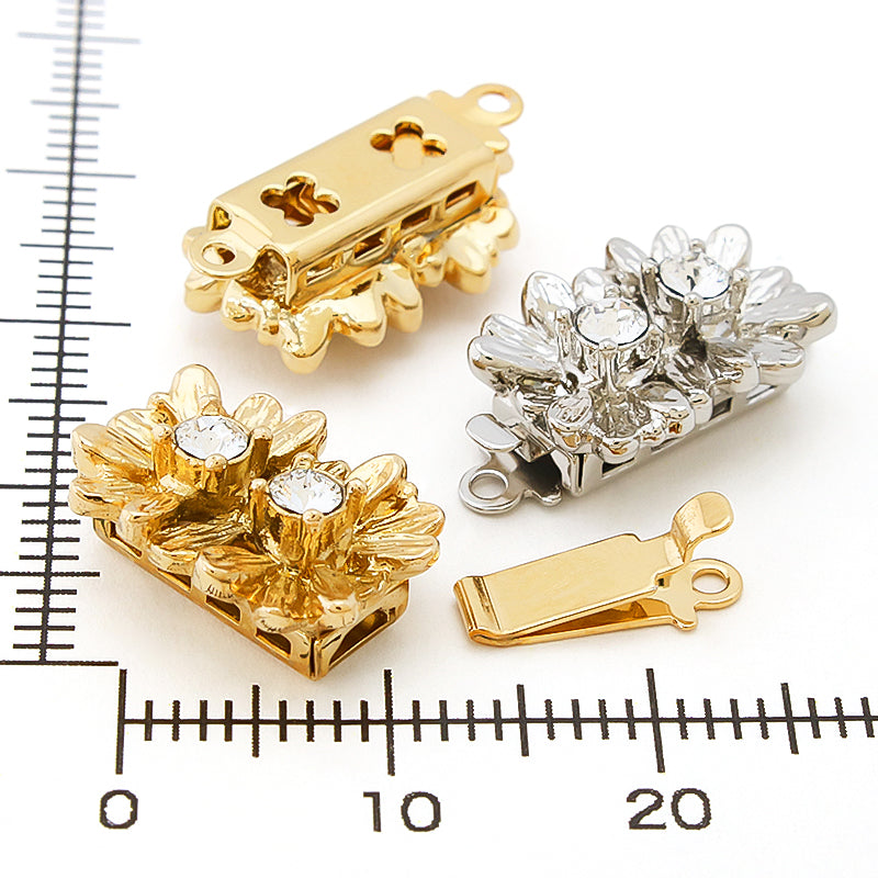 ドイツ製クラスプ ダブルフラワー 1連 ゴールド