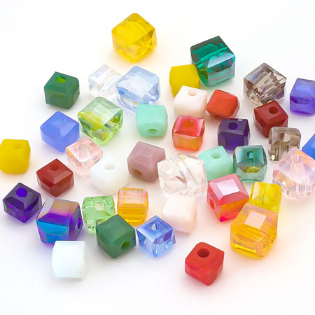 Glass cut beads square opaque mix 1