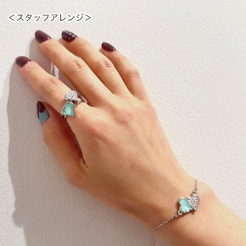 リング台石座付 ハート #4809 ロジウムカラー(コーティング付)