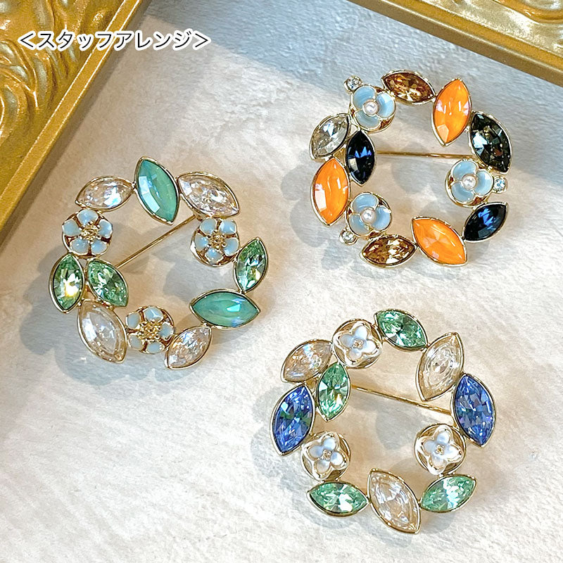 Broach empty frame circle No.1 gold