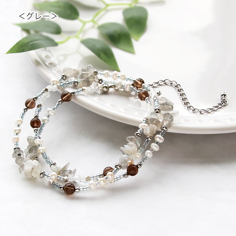 キット 天然石と淡水パールの2wayブレスレット(KR1157)