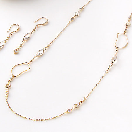レシピNo.KR0146 シャネルストーンマーキスのメタルミックスネック&ピアス