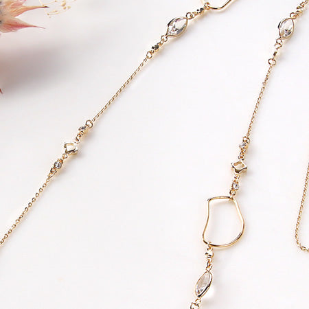 レシピNo.KR0146 シャネルストーンマーキスのメタルミックスネック&ピアス