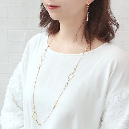 レシピNo.KR0146 シャネルストーンマーキスのメタルミックスネック&ピアス