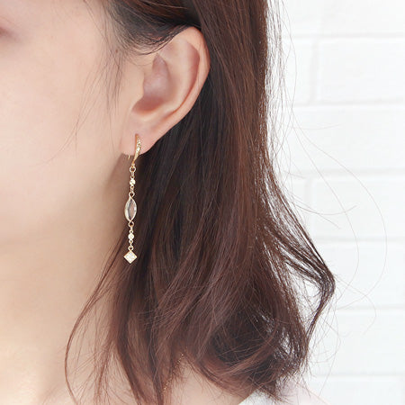 レシピNo.KR0146 シャネルストーンマーキスのメタルミックスネック&ピアス