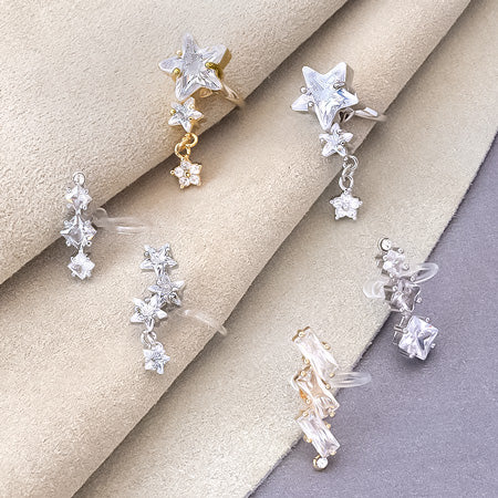 Recipe No.KR0163 5 types of charm cubic zirconia ear clips (for one ear)