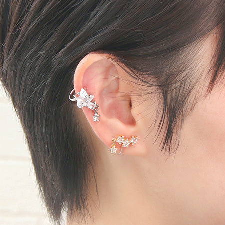 Recipe No.KR0163 5 types of charm cubic zirconia ear clips (for one ear)