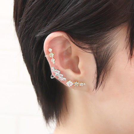 Recipe No.KR0163 5 types of charm cubic zirconia ear clips (for one ear)