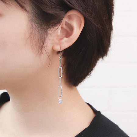 レシピNo.KR0166 スウィングパーツ デザインチェーンとプチビジューのイヤーアクセサリー3種