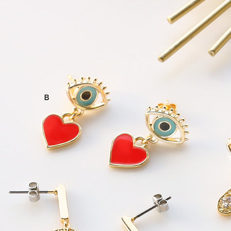Recipe No.KR0189 Swing earrings of eye motifs 3 types