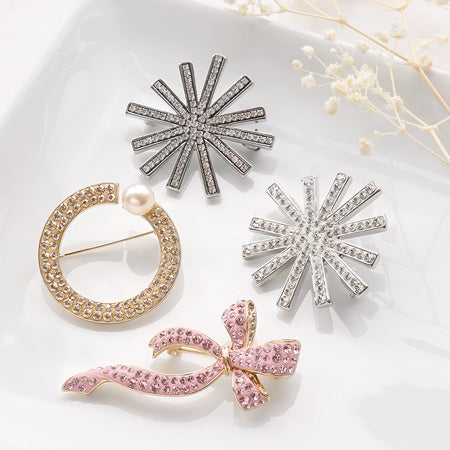 レシピNo.KR0280 クリスタルのフォーマルブローチ4種