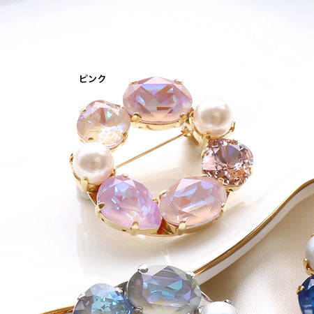 レシピNo.KR0282 クリスタルのサークルブローチ