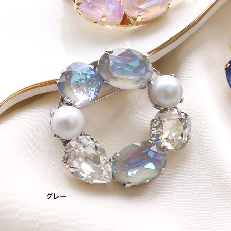 レシピNo.KR0282 クリスタルのサークルブローチ