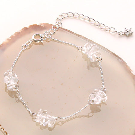 Recipe No.KR0317 Semi-precious stone chain bracelet & earrings