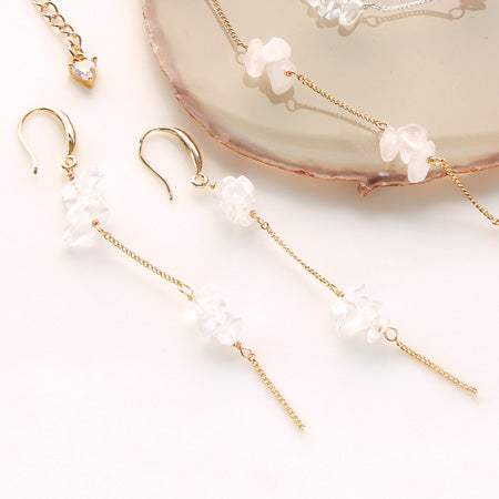 Recipe No.KR0317 Semi-precious stone chain bracelet & earrings
