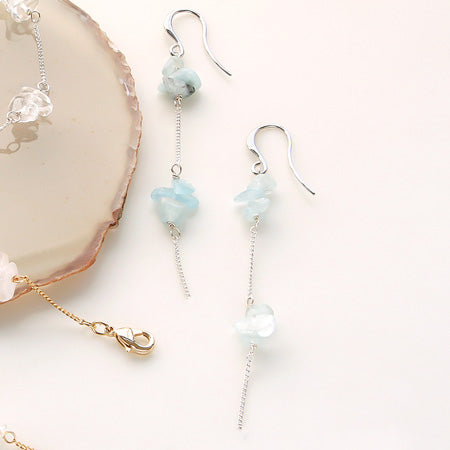 Recipe No.KR0317 Semi-precious stone chain bracelet & earrings