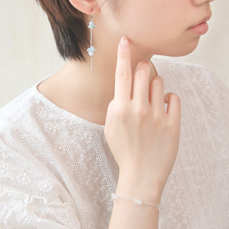 Recipe No.KR0317 Semi-precious stone chain bracelet & earrings